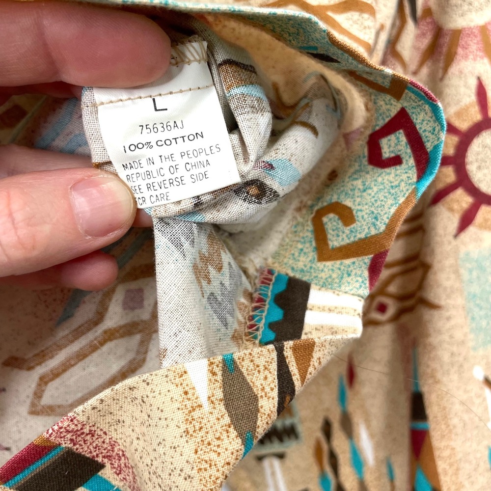 Vintage Wrangler aztec print crop shirt top Size L‎ western cowgirl rodeo - Picture 8 of 8